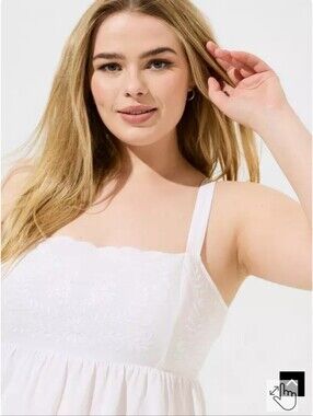 Babydoll Embroidered Scallop Trim Tank